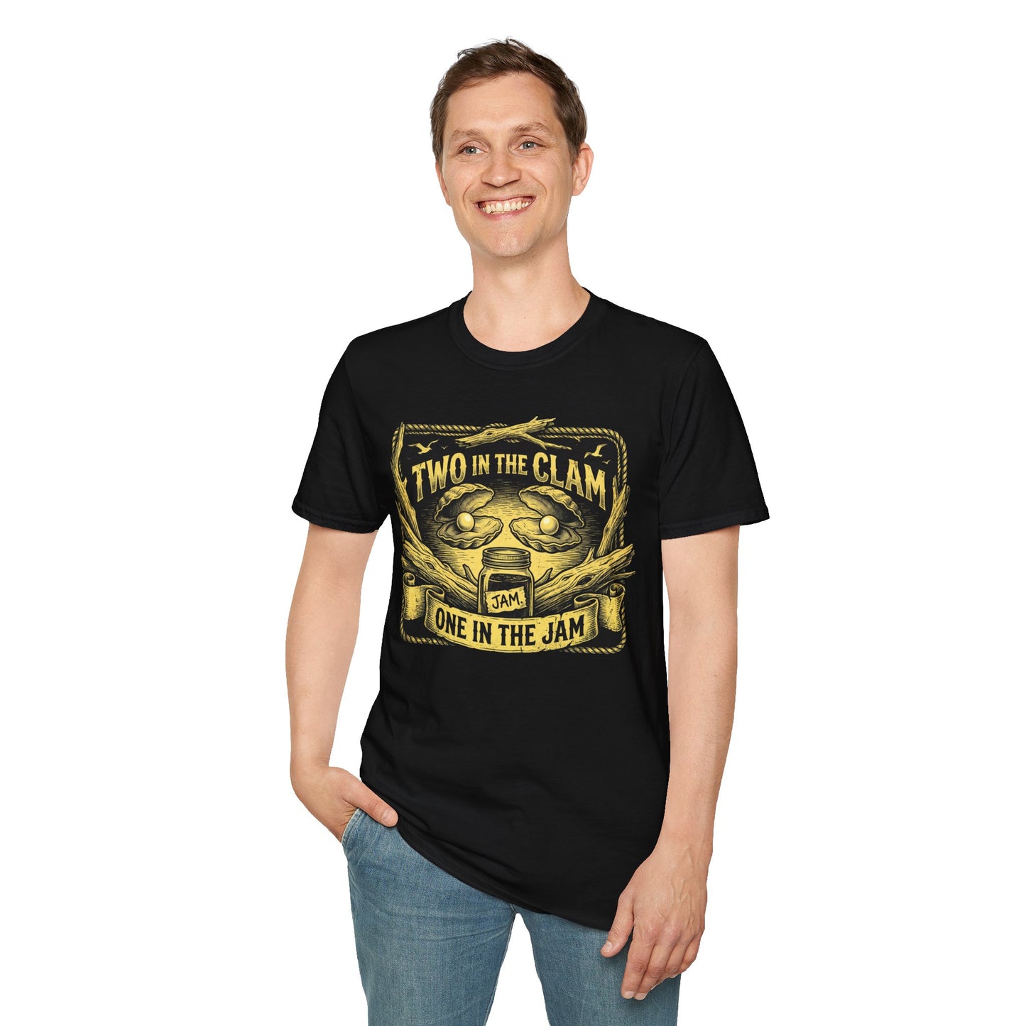 Black & Gold Clam & Jam Graphic Tee
