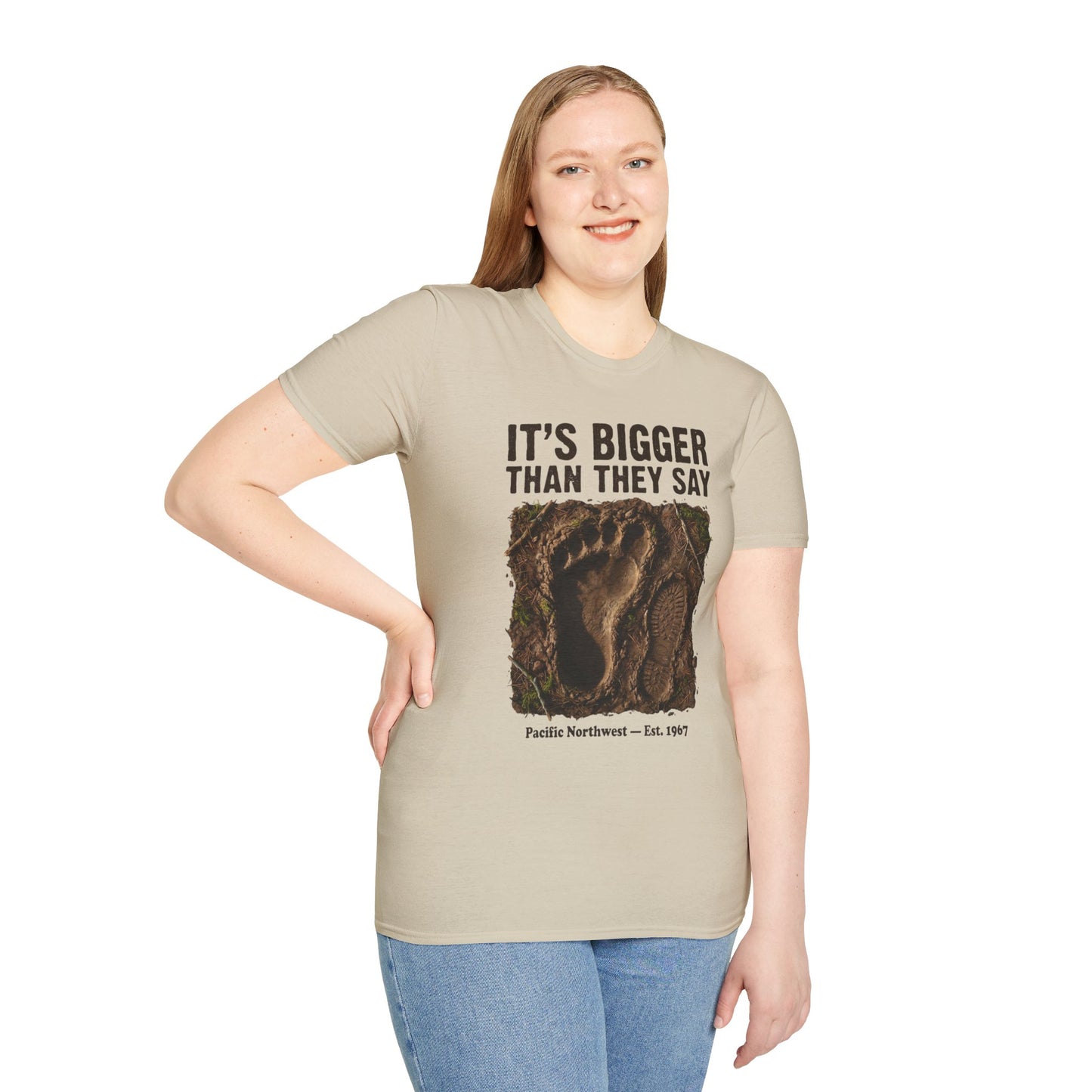 Bigfoot Footprint T-Shirt — "It's Bigger Than They Say" Pacific Northwest Tee
