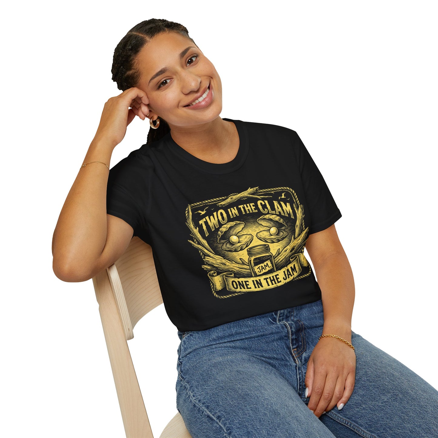 Black & Gold Clam & Jam Graphic Tee