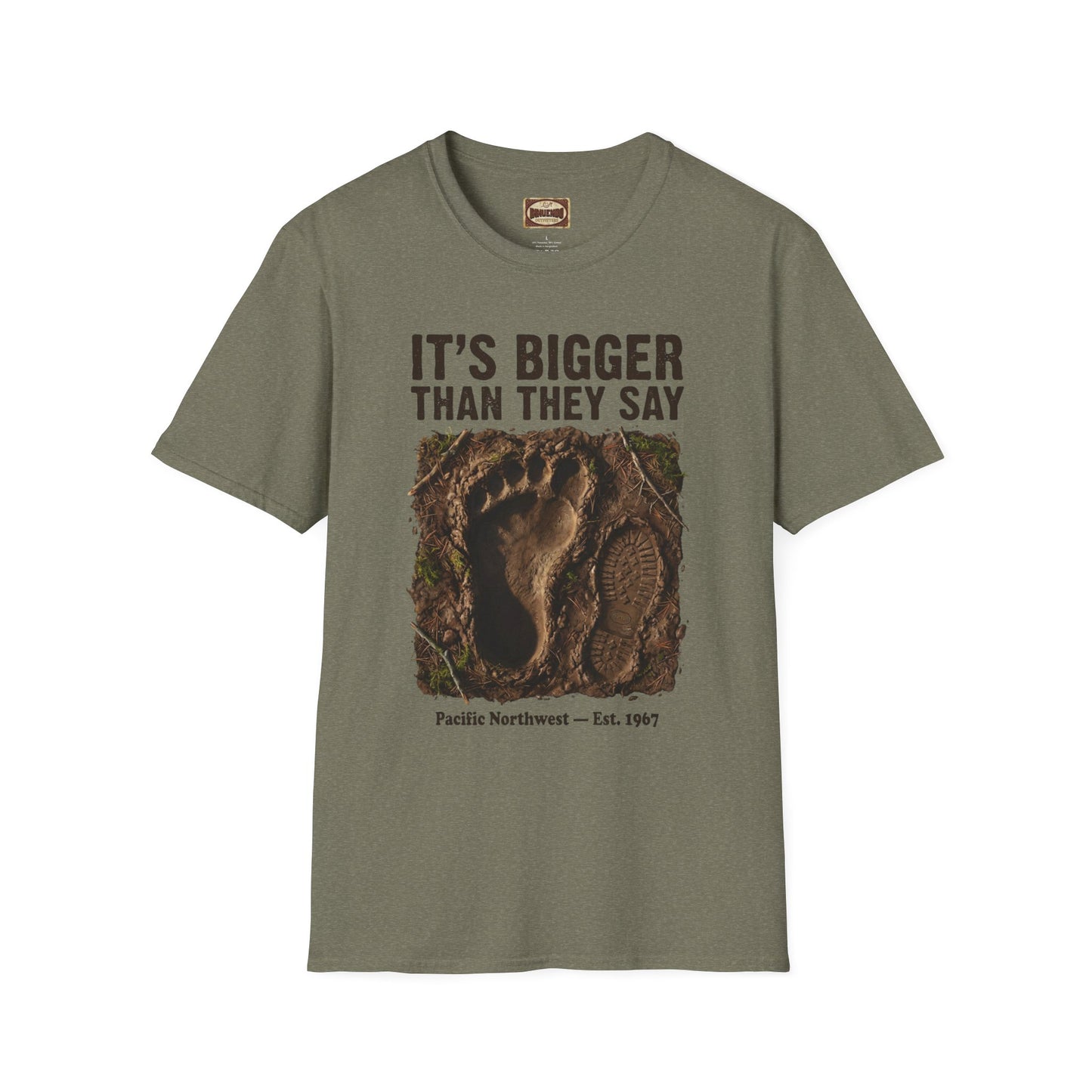Bigfoot Footprint T-Shirt — "It's Bigger Than They Say" Pacific Northwest Tee