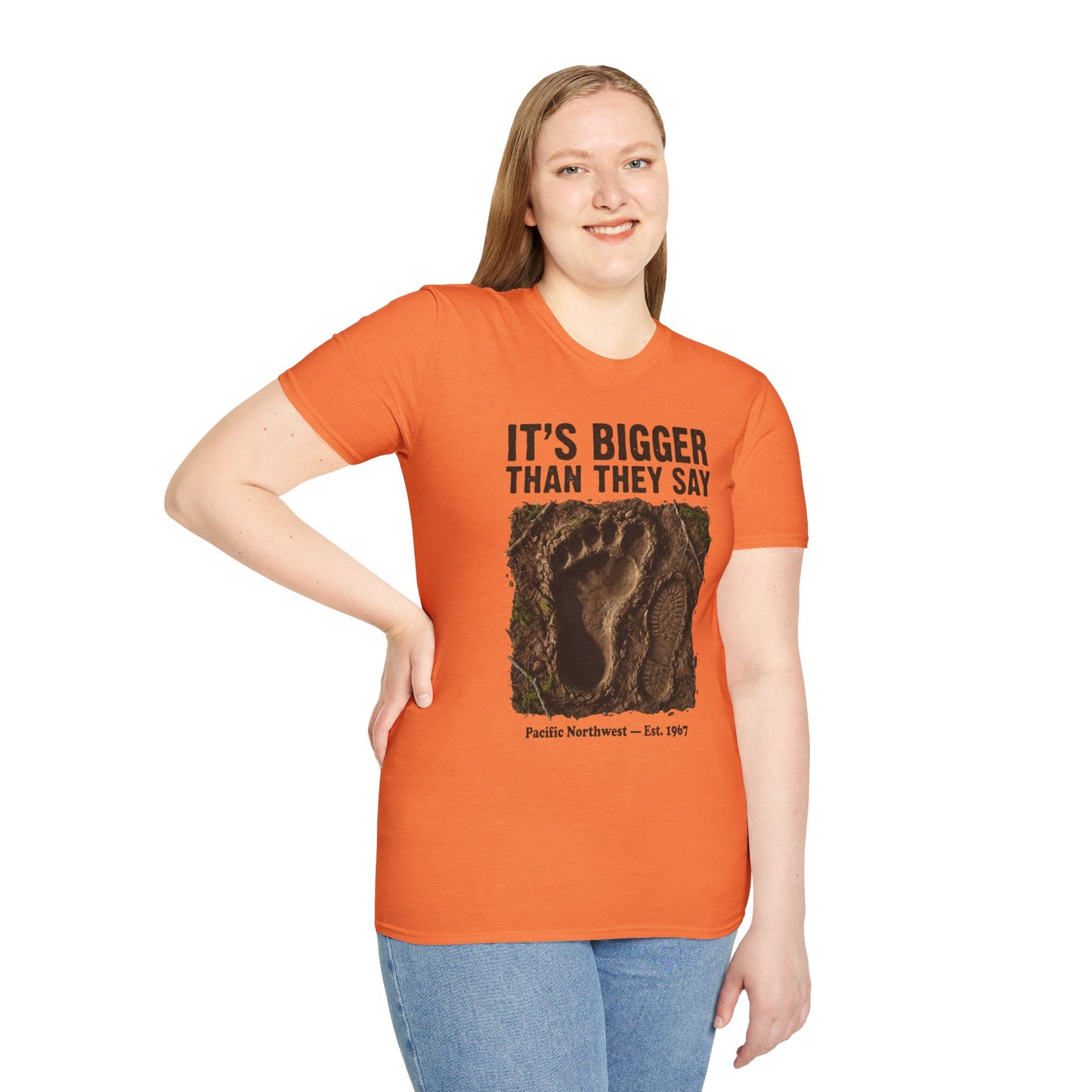 Bigfoot Footprint T-Shirt — "It's Bigger Than They Say" Pacific Northwest Tee