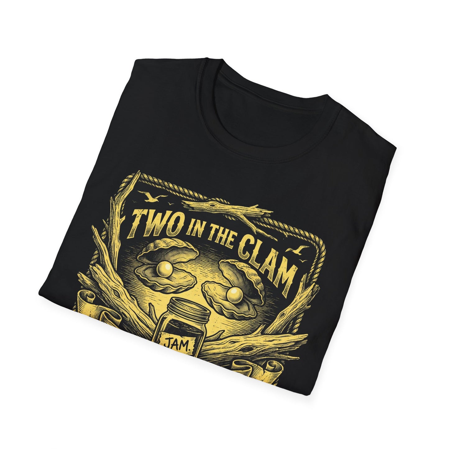 Black & Gold Clam & Jam Graphic Tee
