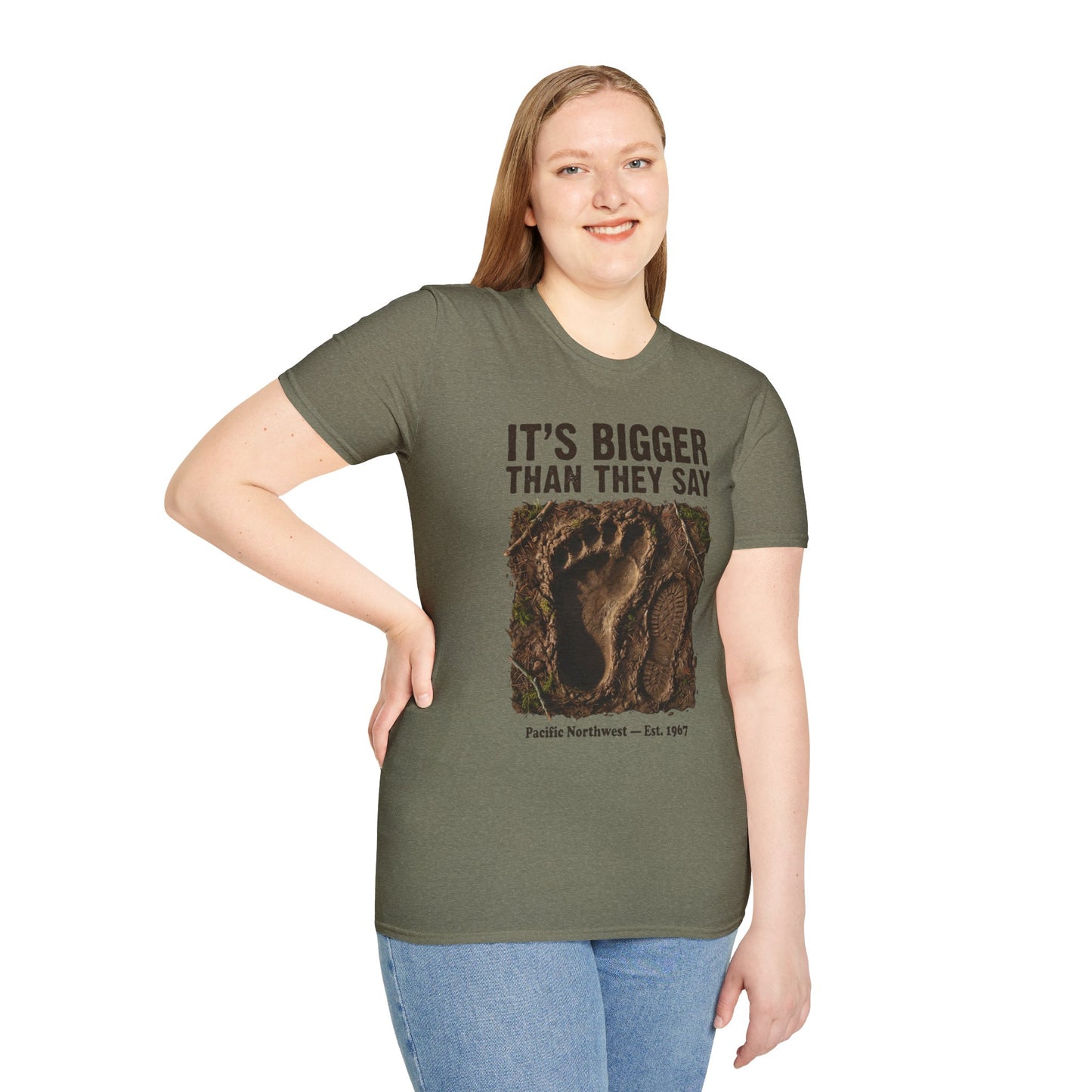 Bigfoot Footprint T-Shirt — "It's Bigger Than They Say" Pacific Northwest Tee